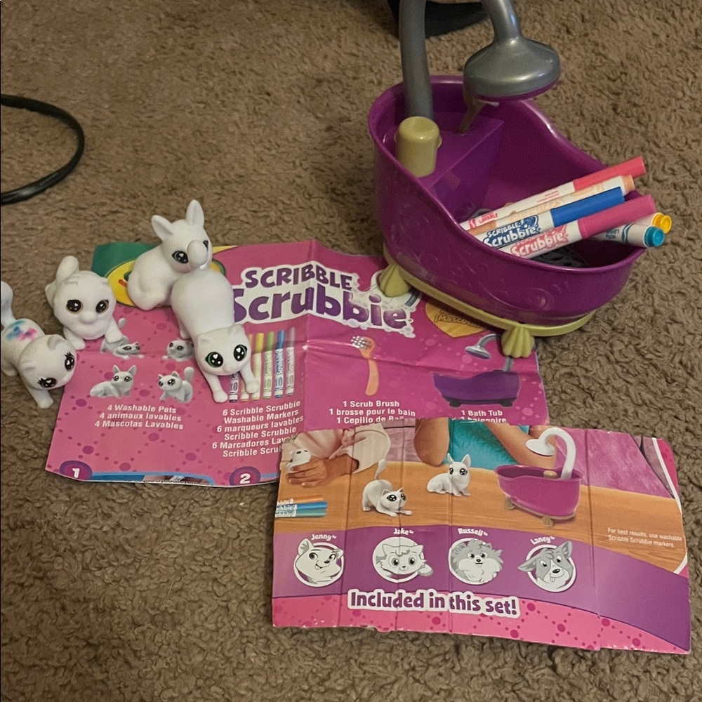 🖍️🖍️Crayola Scribble Scrubbie Pets Set with Purple Tub🖍️🖍️🖍️